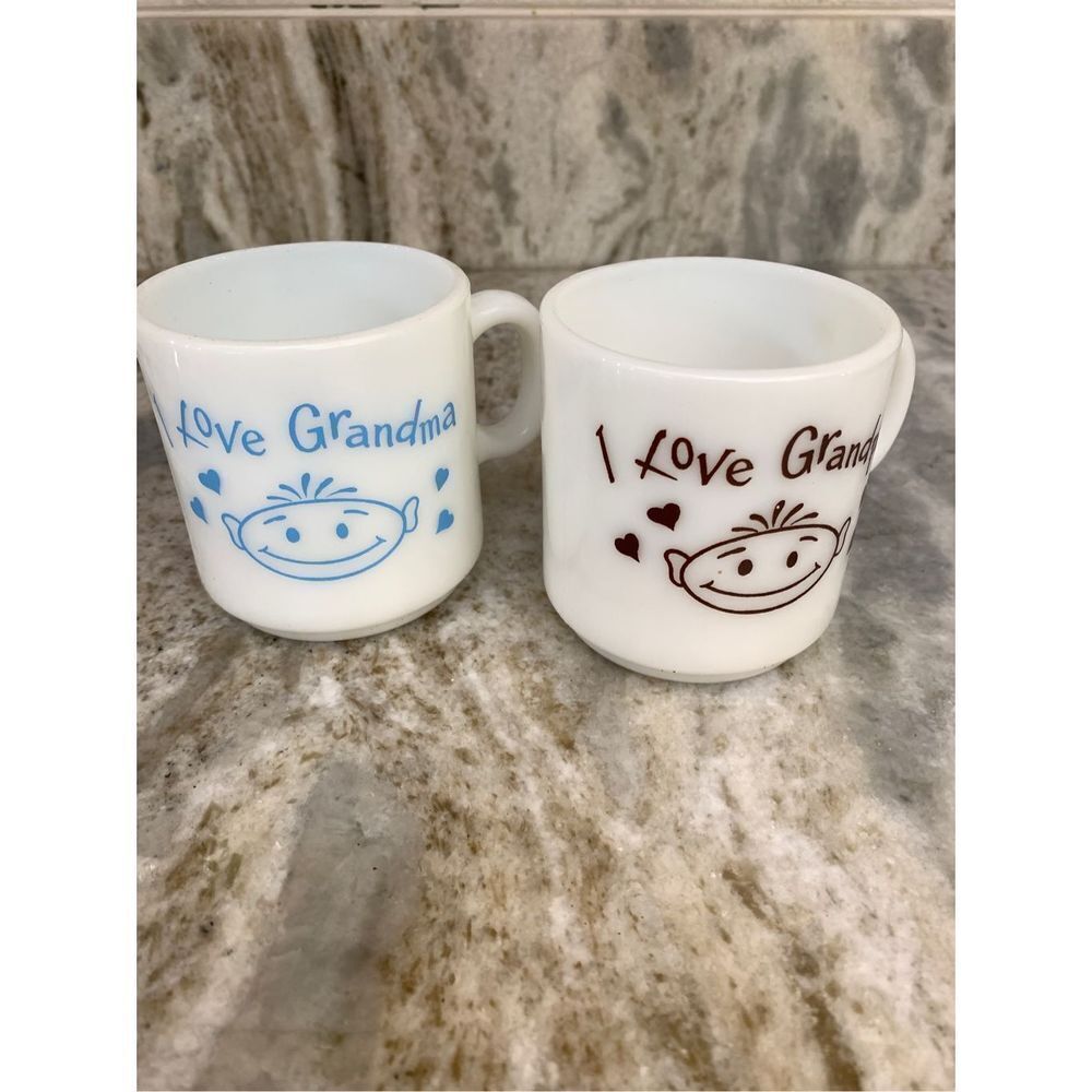 Milk Glass Grandma Grandpa Vintage Coffee Cups #grandma #grandpa #RARE FIND